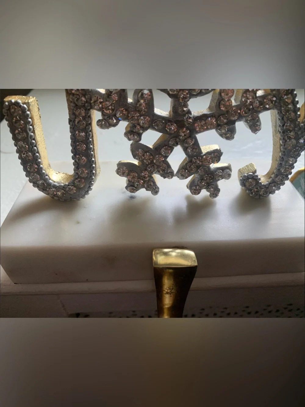 🆕- Joy Crystal Snowflake Stocking Hanger - Gold with Diamond crystals